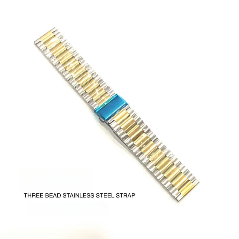 Каишка за часовник от неръждаема стомана с три мъниста, съвместима с Apple Watch, Samsung и Huawei GT3