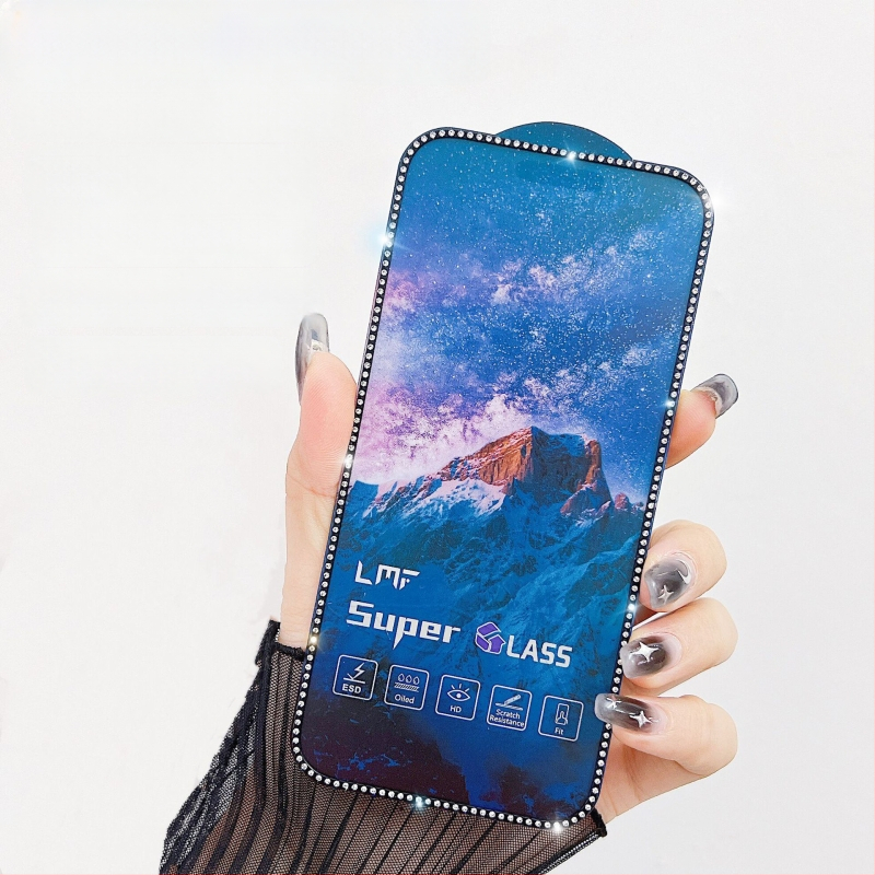 Dimanta iegravēts stikla ekrāna aizsargs priekš iPhone 14 Pro Max – HD, pret pirkstu nospiedumiem, pret spiegošanu, Pilns ekrāns