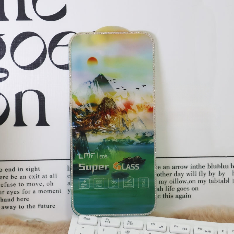 Dimanta iegravēts stikla ekrāna aizsargs priekš iPhone 14 Pro Max – HD, pret pirkstu nospiedumiem, pret spiegošanu, Pilns ekrāns