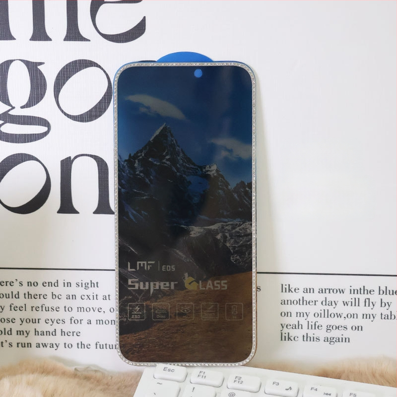 Dimanta iegravēts stikla ekrāna aizsargs priekš iPhone 14 Pro Max – HD, pret pirkstu nospiedumiem, pret spiegošanu, Pilns ekrāns