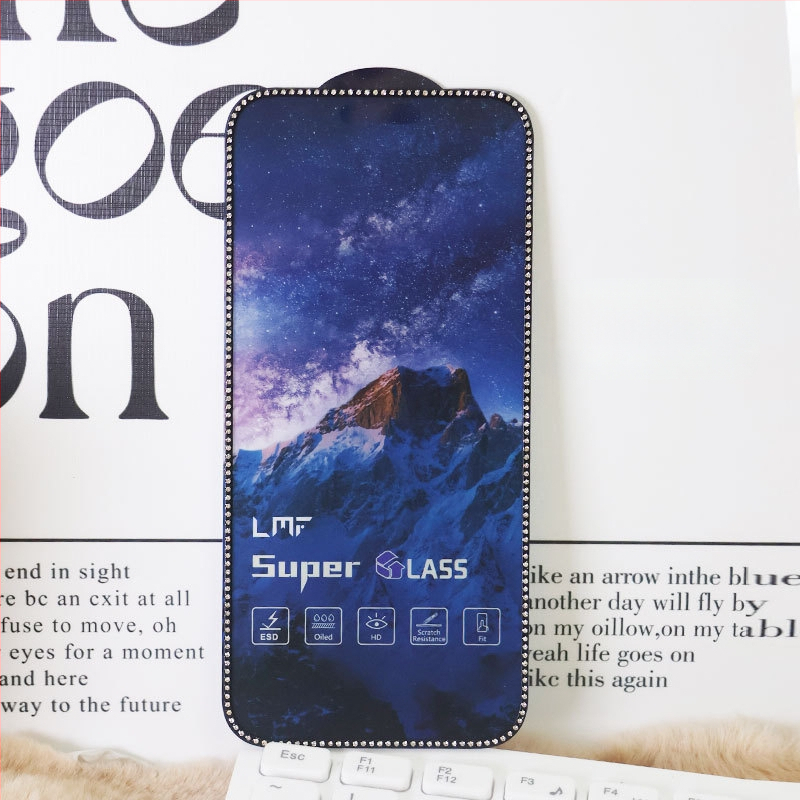 Dimanta iegravēts stikla ekrāna aizsargs priekš iPhone 14 Pro Max – HD, pret pirkstu nospiedumiem, pret spiegošanu, Pilns ekrāns