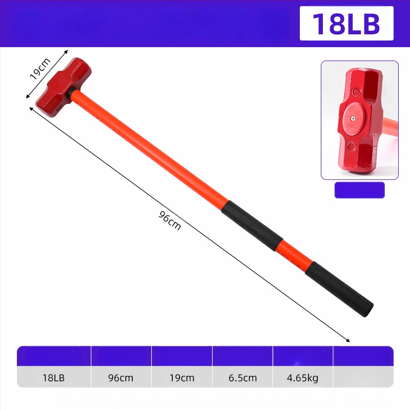 Ανθεκτικό σε κραδασμούς οκταγωνικό σφυρί, κεφαλή από ατσάλι 45, λαβή από πλαστικό, καθαρό βάρος 2,64 kg