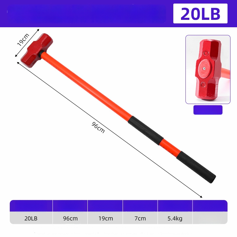 Ανθεκτικό σε κραδασμούς οκταγωνικό σφυρί, κεφαλή από ατσάλι 45, λαβή από πλαστικό, καθαρό βάρος 2,64 kg