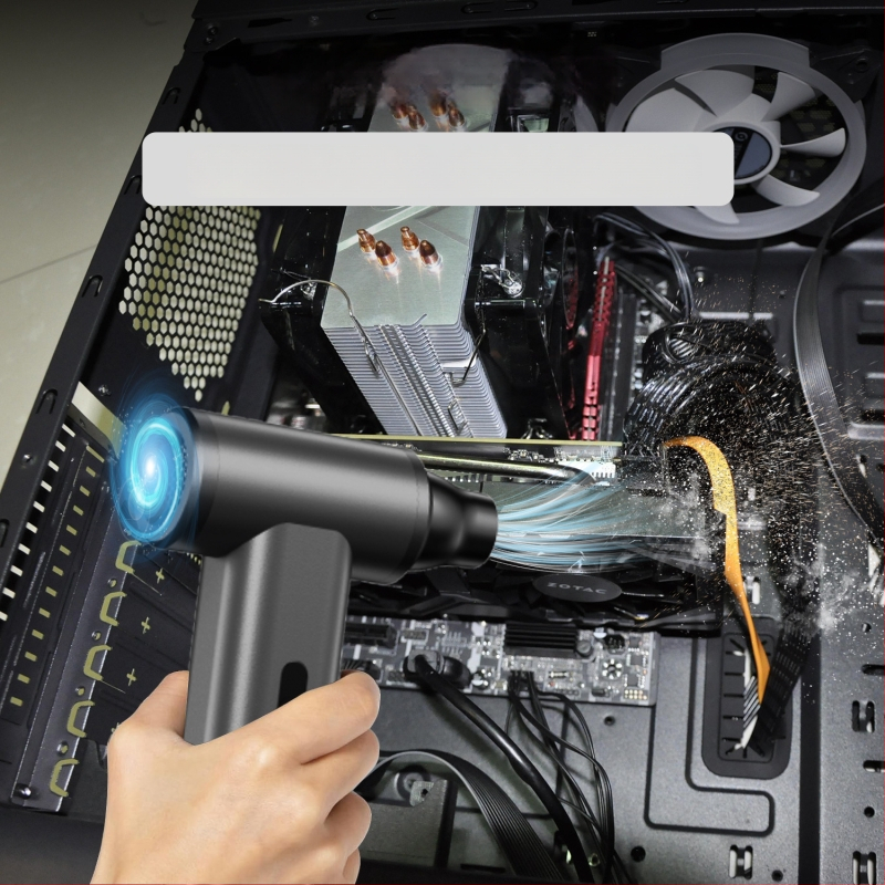 USB kaasaskantav tolmu­puhur PC-korpuse ja klaviatuuril, harjateta mootor, sisseehitatud >6000 mAh aku, USB laadimine, alumiiniumist korpus, sujuv õhuvoolu kiiruse reguleerimine