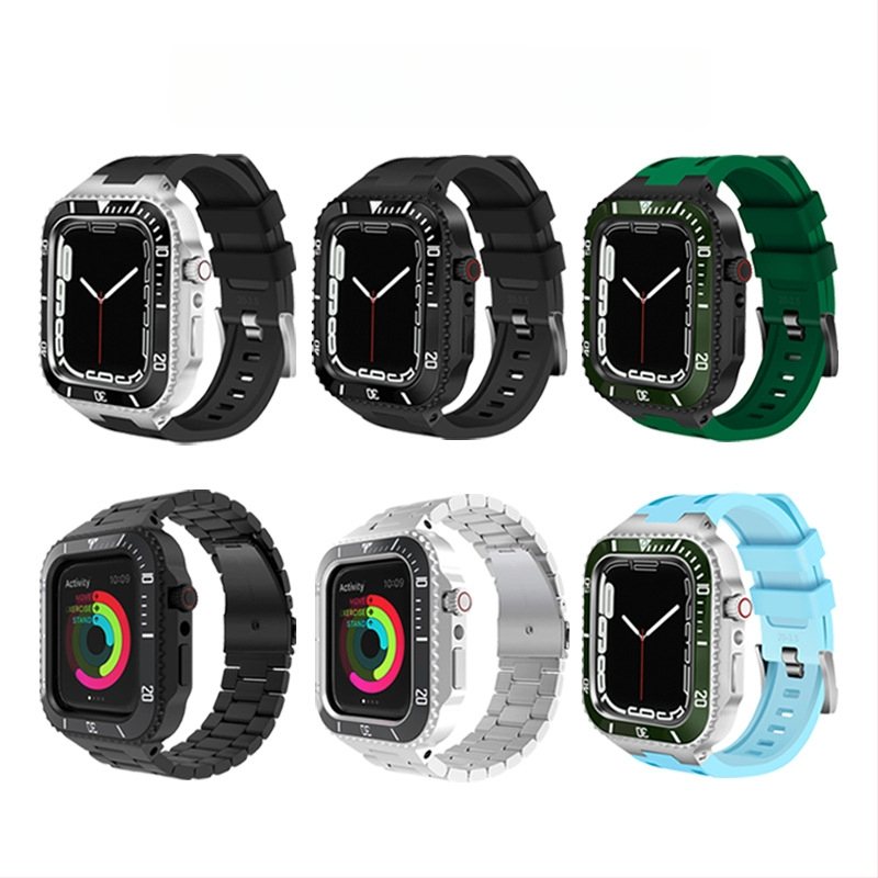 Kućište za Apple Watch, iWatch serije 44/45 mm – metalno zaštitno kućište s integriranim kaišem S8