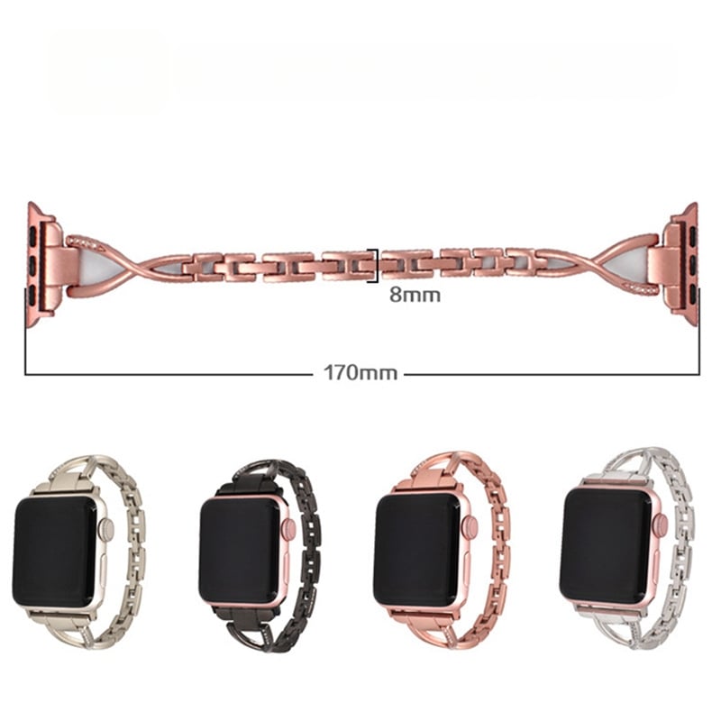 Кристално обсипан метален каиш за Apple Watch, съвместим с X-тип и Y-тип