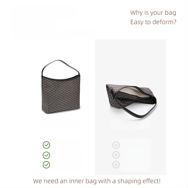 Дамски вътрешен органайзер за чанта хобо, полиестер, урбан стил, преносим и лек