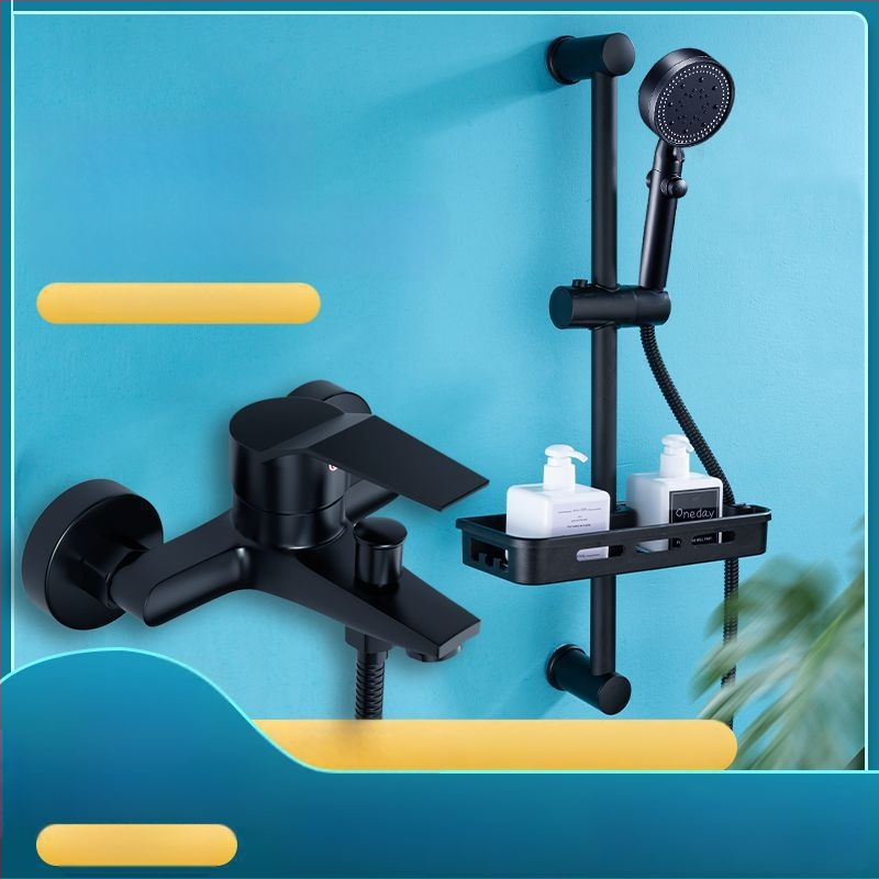 Set de duș cu robinet amestec rece-cald, cap de duș și robinet de cadă, cupru, finisaj cromat, certificat CE