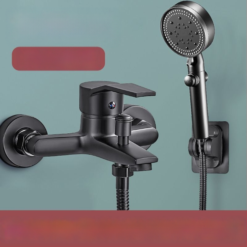 Set de duș cu robinet amestec rece-cald, cap de duș și robinet de cadă, cupru, finisaj cromat, certificat CE