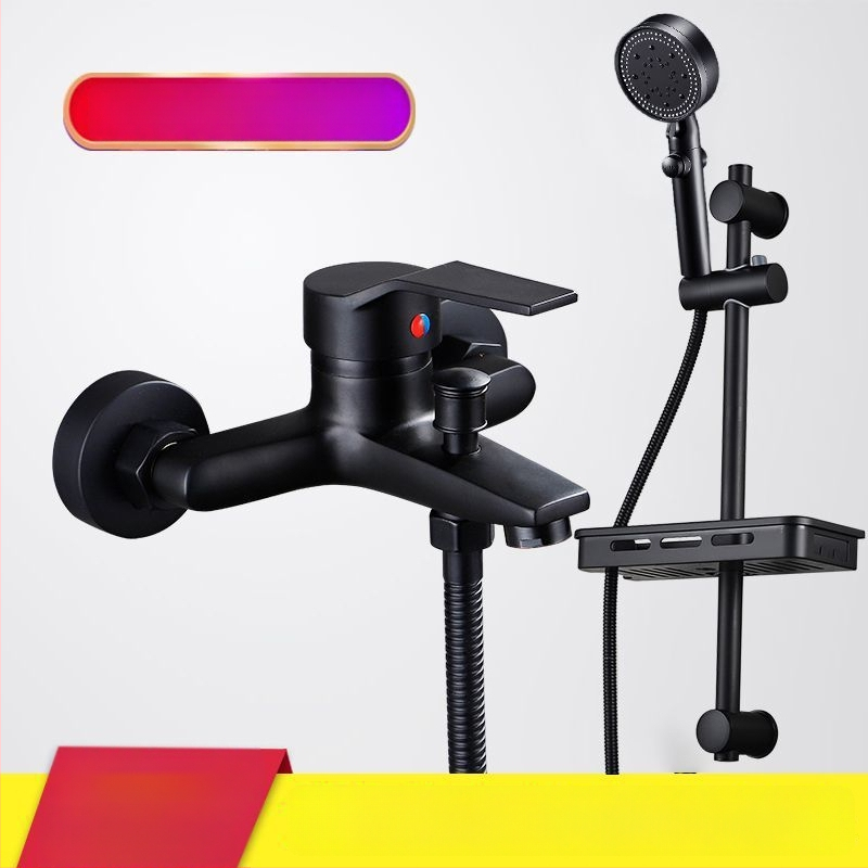 Set de duș cu robinet amestec rece-cald, cap de duș și robinet de cadă, cupru, finisaj cromat, certificat CE