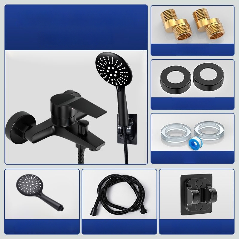 Set de duș cu robinet amestec rece-cald, cap de duș și robinet de cadă, cupru, finisaj cromat, certificat CE