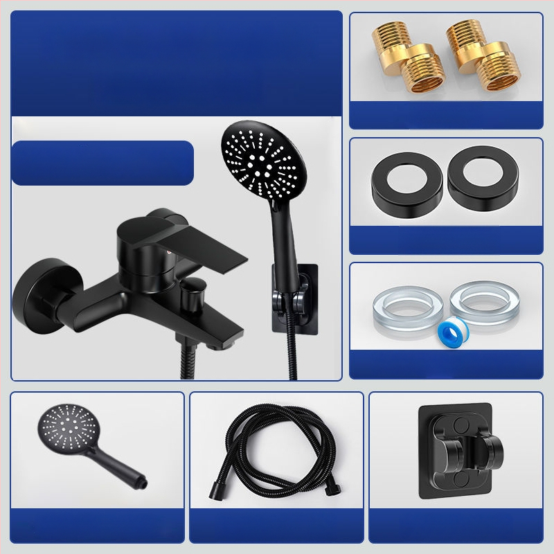 Set de duș cu robinet amestec rece-cald, cap de duș și robinet de cadă, cupru, finisaj cromat, certificat CE