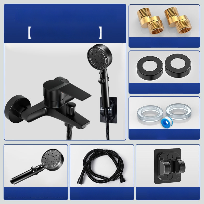 Set de duș cu robinet amestec rece-cald, cap de duș și robinet de cadă, cupru, finisaj cromat, certificat CE