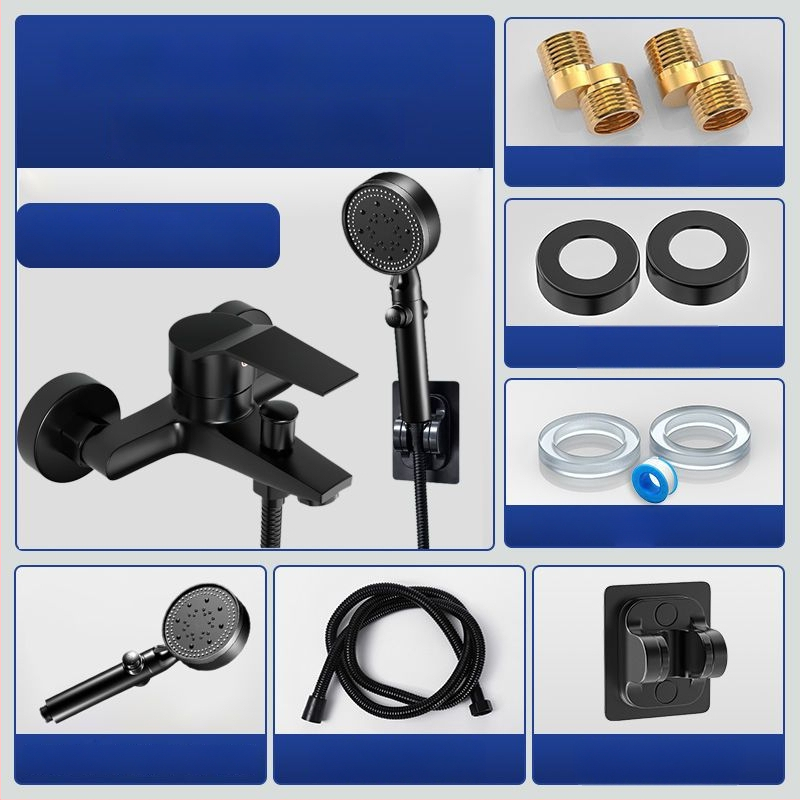 Set de duș cu robinet amestec rece-cald, cap de duș și robinet de cadă, cupru, finisaj cromat, certificat CE