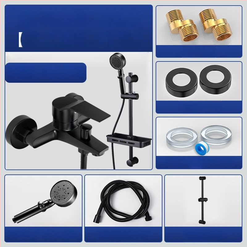 Set de duș cu robinet amestec rece-cald, cap de duș și robinet de cadă, cupru, finisaj cromat, certificat CE