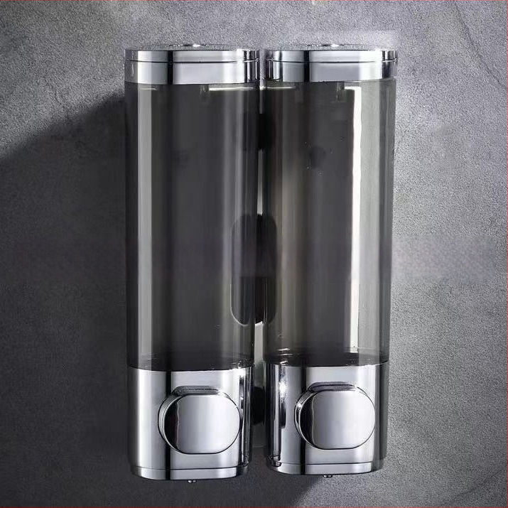 Dispenser montat pe perete pentru săpun, dezinfectant pentru mâini, șampon și gel de duș (material: plastic; pentru băi de hotel; montat pe perete; funcție: apăsare manuală)