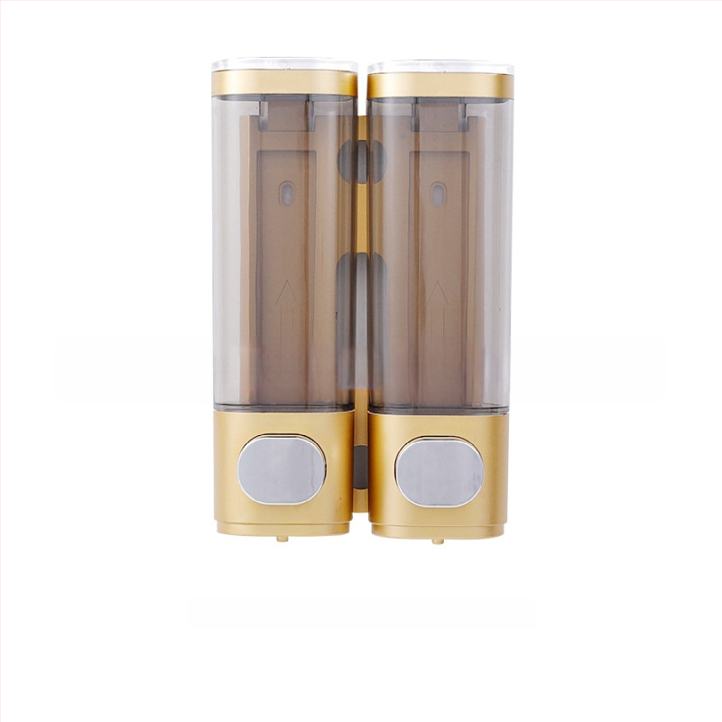 Dispenser montat pe perete pentru săpun, dezinfectant pentru mâini, șampon și gel de duș (material: plastic; pentru băi de hotel; montat pe perete; funcție: apăsare manuală)