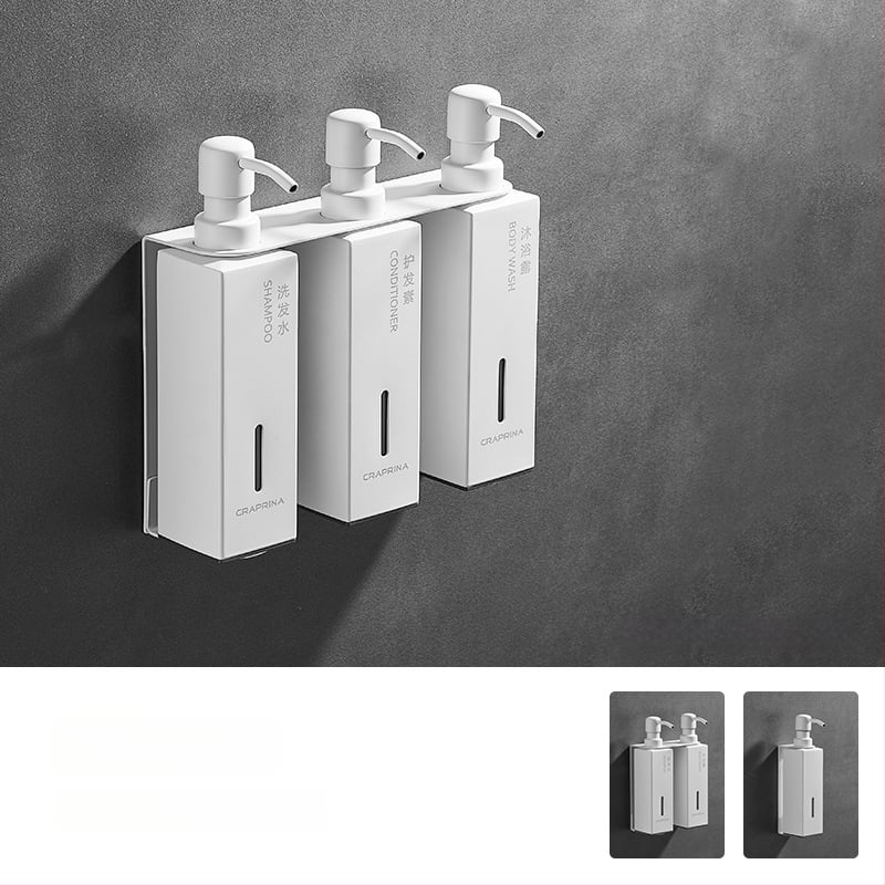 Caprena Dozator de săpun din oțel inoxidabil 304, montat pe perete – set de 3, acționare manuală, pentru hoteluri