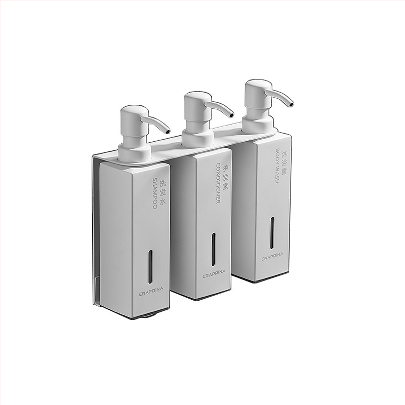 Caprena Dozator de săpun din oțel inoxidabil 304, montat pe perete – set de 3, acționare manuală, pentru hoteluri