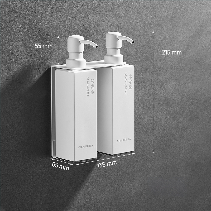 Caprena Dozator de săpun din oțel inoxidabil 304, montat pe perete – set de 3, acționare manuală, pentru hoteluri