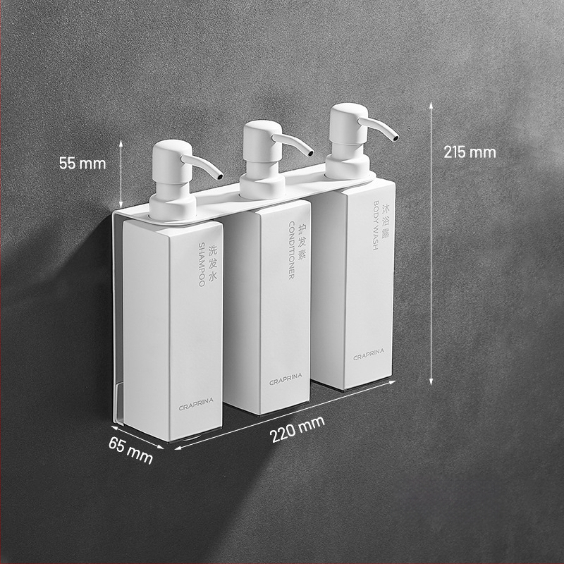 Caprena Dozator de săpun din oțel inoxidabil 304, montat pe perete – set de 3, acționare manuală, pentru hoteluri