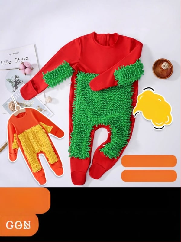 Детски гащеризон за пълзене през есенно-зимния сезон, 95% памук + 5% еластан, унисекс, дебел, дълги ръкави