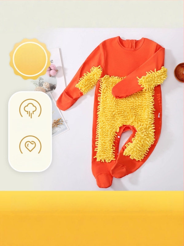 Детски гащеризон за пълзене през есенно-зимния сезон, 95% памук + 5% еластан, унисекс, дебел, дълги ръкави