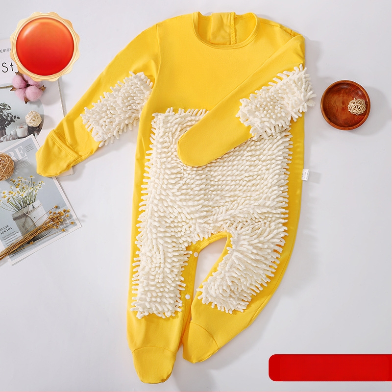 Детски гащеризон за пълзене през есенно-зимния сезон, 95% памук + 5% еластан, унисекс, дебел, дълги ръкави