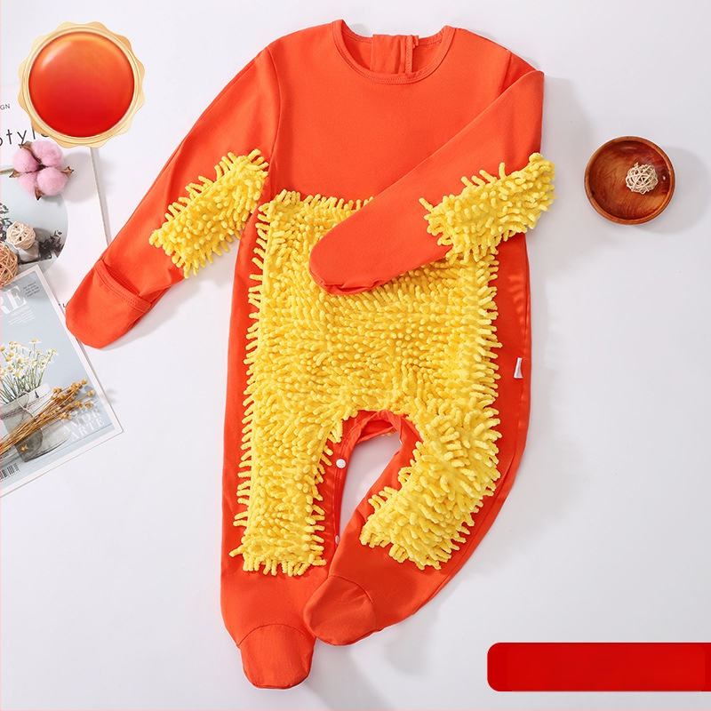 Детски гащеризон за пълзене през есенно-зимния сезон, 95% памук + 5% еластан, унисекс, дебел, дълги ръкави