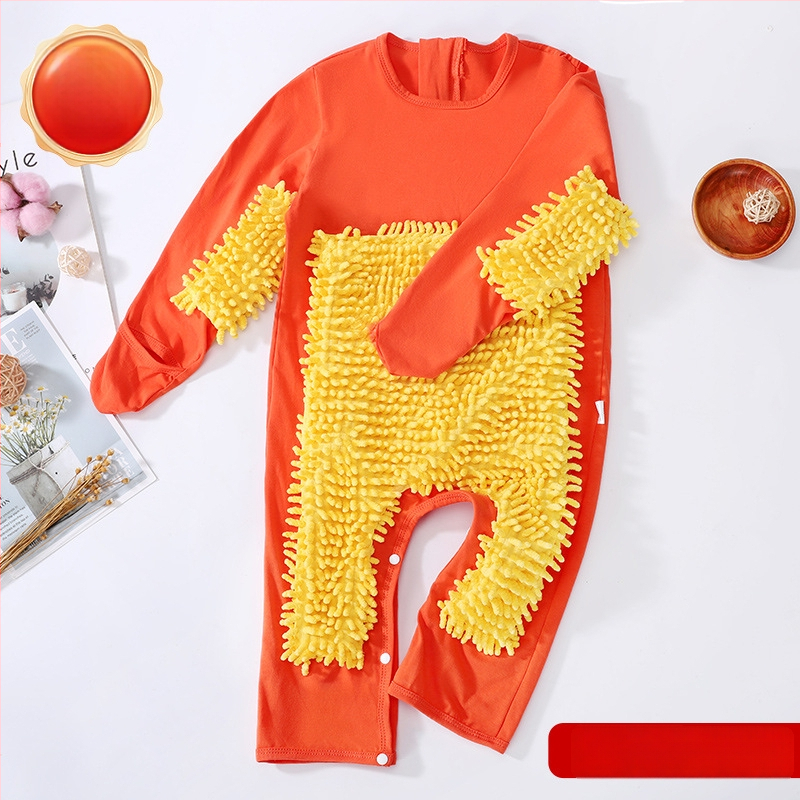 Детски гащеризон за пълзене през есенно-зимния сезон, 95% памук + 5% еластан, унисекс, дебел, дълги ръкави