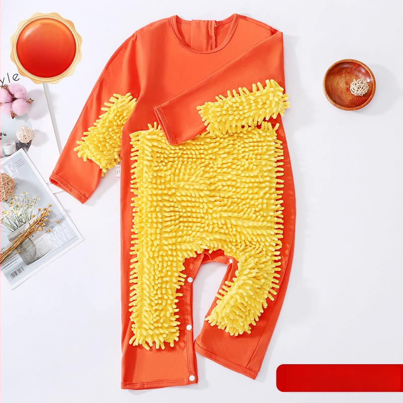 Детски гащеризон за пълзене през есенно-зимния сезон, 95% памук + 5% еластан, унисекс, дебел, дълги ръкави