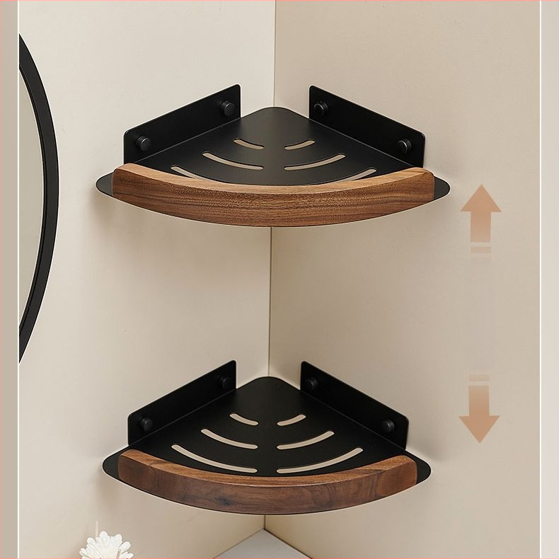 Баня ъглов рафт, стенен монтаж, фан-образен ъгъл, алуминиева сплав, товар 2 кг, единичен или двоен слой