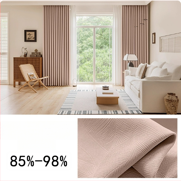 Флорална жакардова двойна завеса със прозрачен тюл за ъглов прозорец – пълно blackout, полиестерна тъкан, стил лек лукс