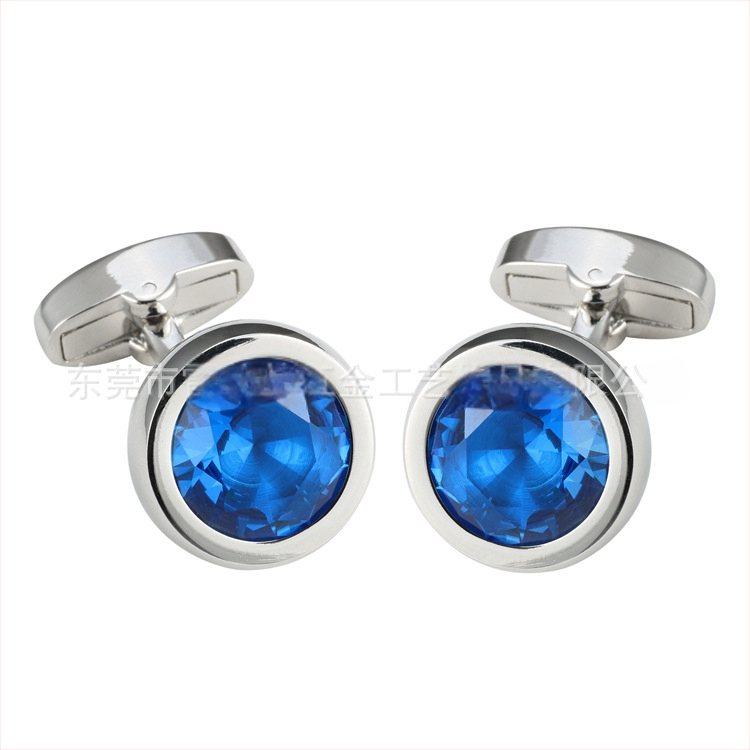 Κρίκοι μανικιών από χαλκό, unisex, στρογγυλού σχήματος, με κρυστάλλους αμέθιστου, ηλεκτροπλατινωμένοι