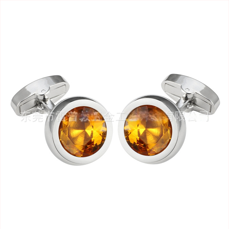 Κρίκοι μανικιών από χαλκό, unisex, στρογγυλού σχήματος, με κρυστάλλους αμέθιστου, ηλεκτροπλατινωμένοι