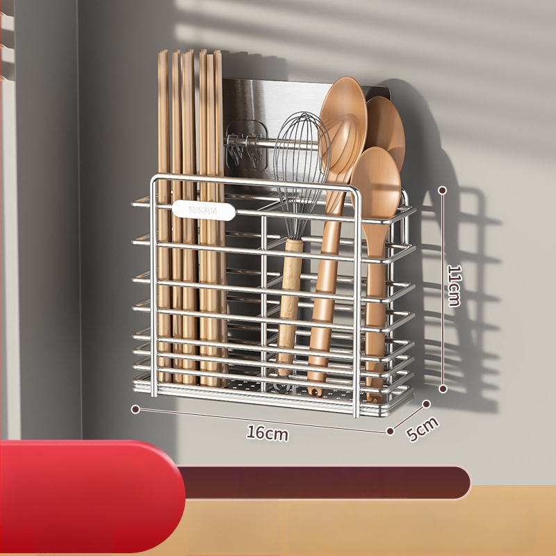 Seinasse monteeritav köögitarvete hoidik 304 roostevabast terasest, nuga hoidja ja lusikate hoiustamine