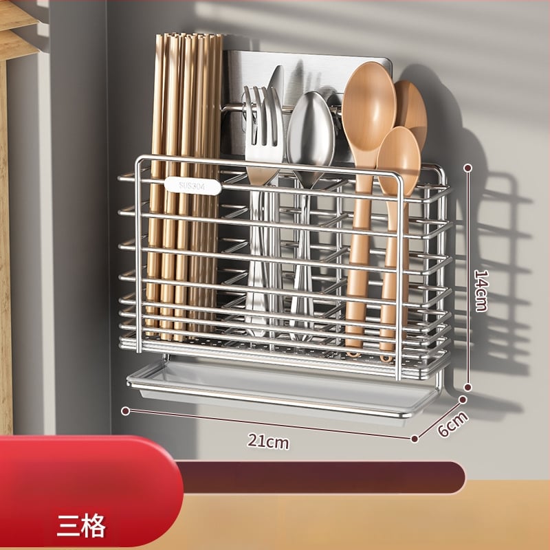 Seinasse monteeritav köögitarvete hoidik 304 roostevabast terasest, nuga hoidja ja lusikate hoiustamine