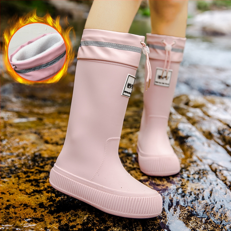 Női esőcsizmák, magas szárú, PVC felső rész, lapos talp, négy évszakos