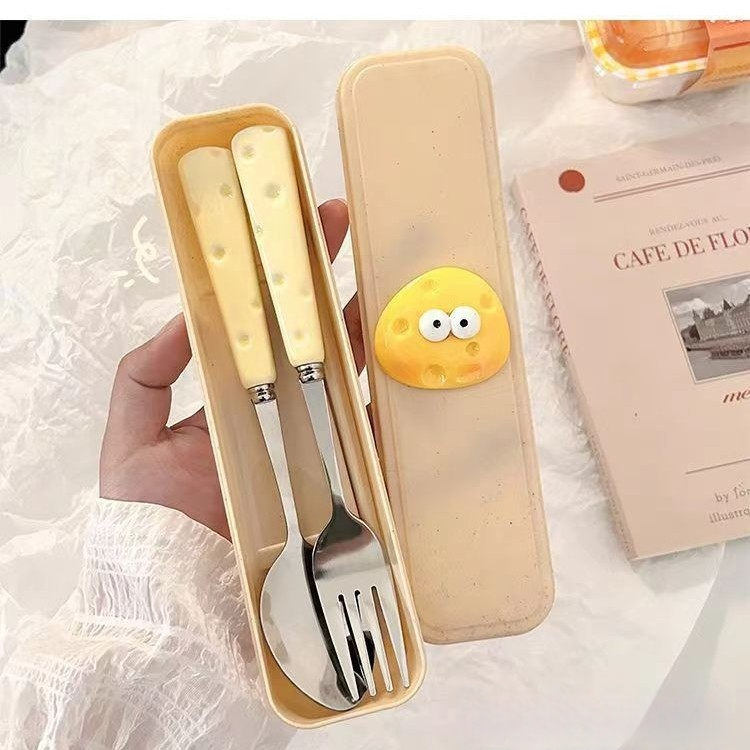 Комплект нож, вилица и лъжица от неръждаема стомана 304, огледално полирани, карикатурен дизайн, западни прибори за хранене за деца