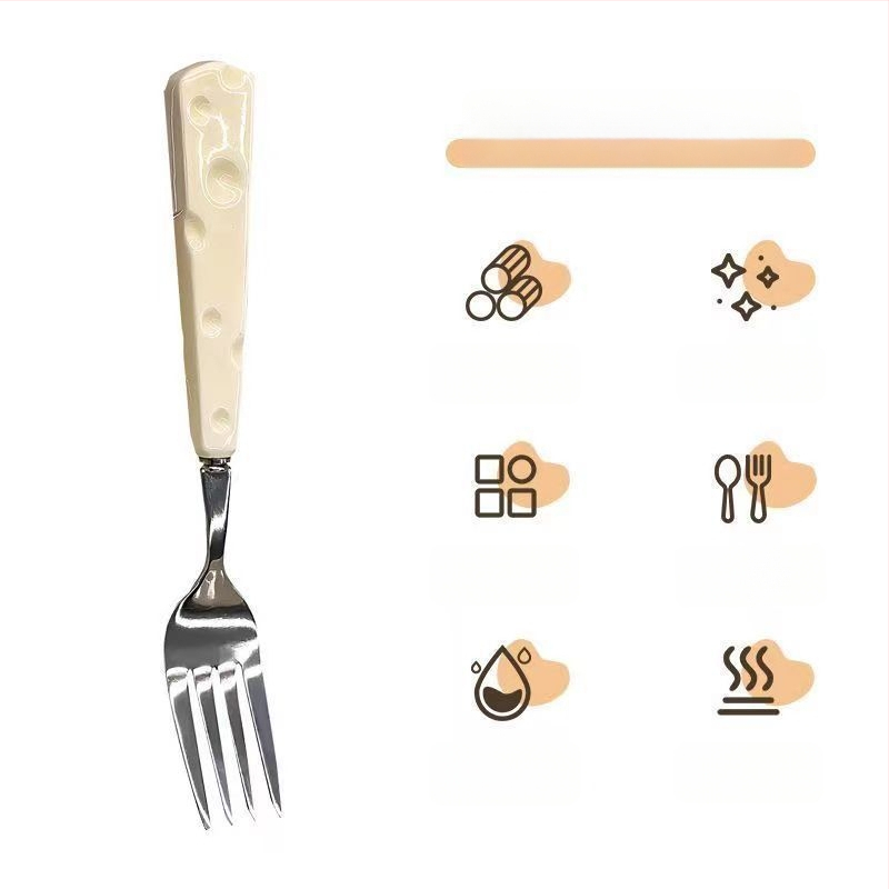 Комплект нож, вилица и лъжица от неръждаема стомана 304, огледално полирани, карикатурен дизайн, западни прибори за хранене за деца