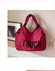 Платнена Tote чанта с подплата от нейлон, хоризонтална правоъгълна форма, цип за отваряне, единична презрамка