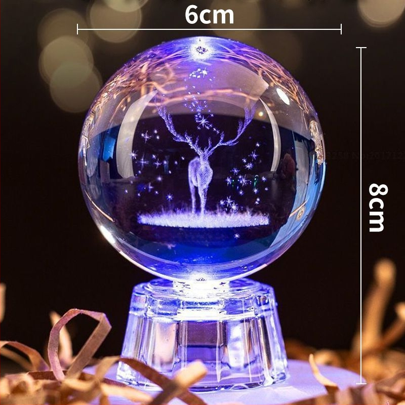 Кристална топка-нощна светлина със тема Слънчева система и Млечен път, LED източник на светлина, с база