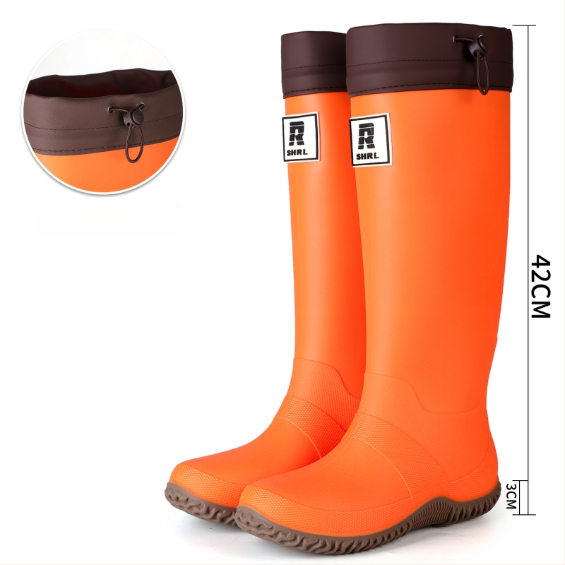 Unisex lietaus batai su aukštu vamzdžiu, PVC viršus, atsparūs vandeniui, stora padas