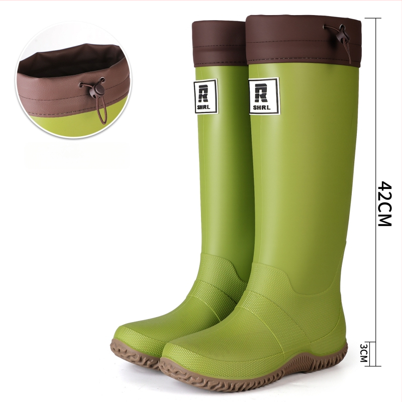 Unisex lietaus batai su aukštu vamzdžiu, PVC viršus, atsparūs vandeniui, stora padas