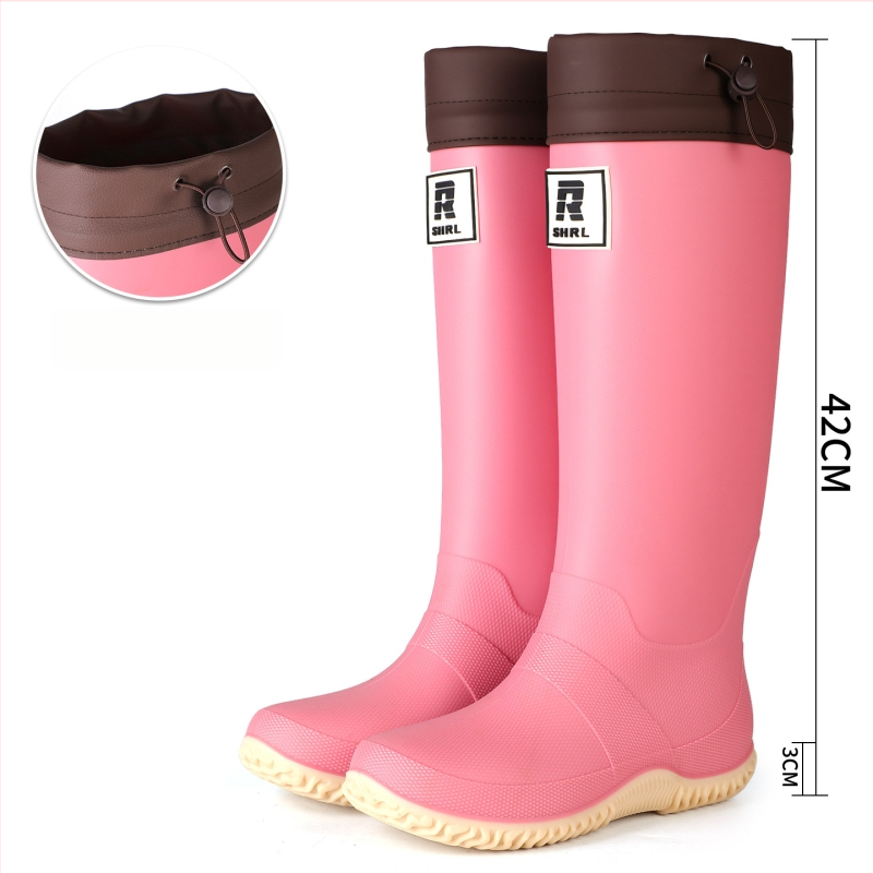 Unisex lietaus batai su aukštu vamzdžiu, PVC viršus, atsparūs vandeniui, stora padas