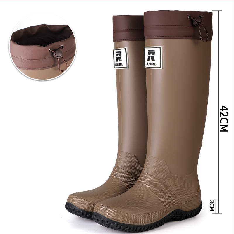 Unisex lietaus batai su aukštu vamzdžiu, PVC viršus, atsparūs vandeniui, stora padas