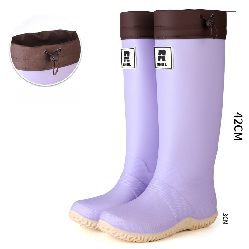 Unisex lietaus batai su aukštu vamzdžiu, PVC viršus, atsparūs vandeniui, stora padas