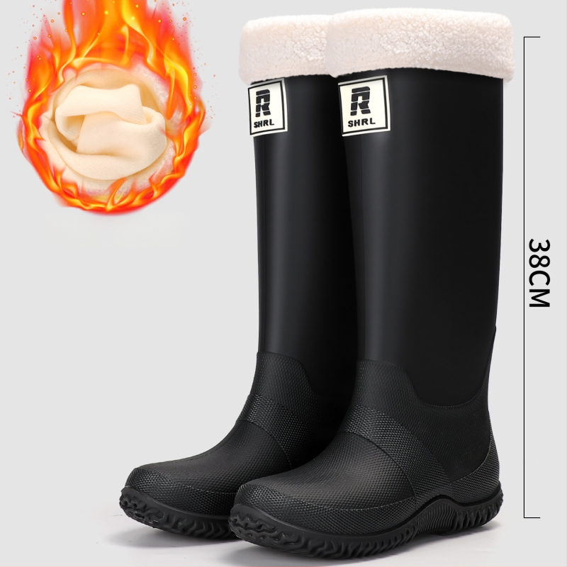 Unisex lietaus batai su aukštu vamzdžiu, PVC viršus, atsparūs vandeniui, stora padas