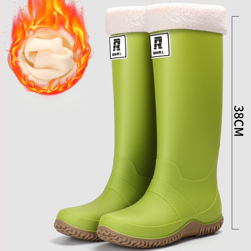 Unisex lietaus batai su aukštu vamzdžiu, PVC viršus, atsparūs vandeniui, stora padas