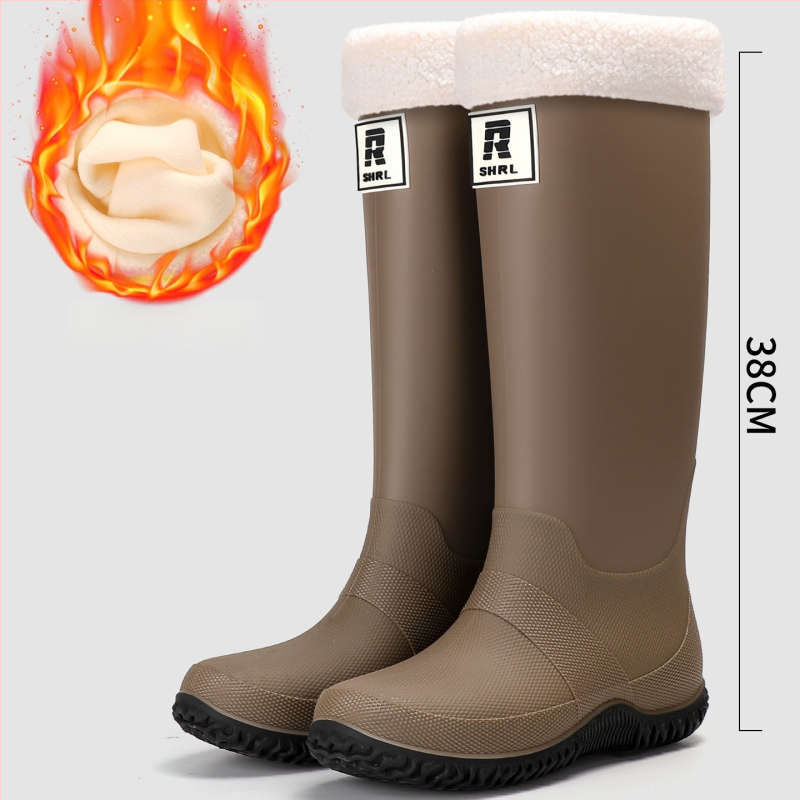 Unisex lietaus batai su aukštu vamzdžiu, PVC viršus, atsparūs vandeniui, stora padas